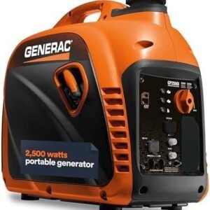Generac 8251 GP2500i 2,500-Watt Gas Powered Portable Inverter Generator – Compact and Lightweight Design – Produces Clean, Stable Power – COsense Technology – CARB Compliant – Orange/Black
